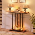thumbnail image 3 of HOOBRO Industrial 2-Tier Console Table with Geometric Design - Rustic Brown & Black Entryway Storage Stand for Hallway, Foyer, Living Room, Dining Room, and Bedroom, 3 of 10