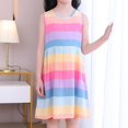thumbnail image 4 of MHZLDYZ Girls Summer Dress Summer New Colorful Stripe Sleeveless Strap Round Neck Girls' Soft Comfortable Fashion Casual Dress Dresses for Girls 10-12 (Hot Pink,100), 4 of 6