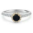 thumbnail image 3 of Gem Stone King 10K Two Tone Gold Black Onyx and Lab Grown Diamond Engagement Ring for Women | 0.77 Cttw | Round 5MM | Gemstone December Birthstone | Size 6, 3 of 6