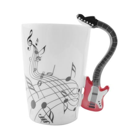 

Music Style Guitar Ceramic Mug Coffee Tea Milk Stave Cups With Handle Coffee Mug Novelty Gifts Red Guitar Black Free