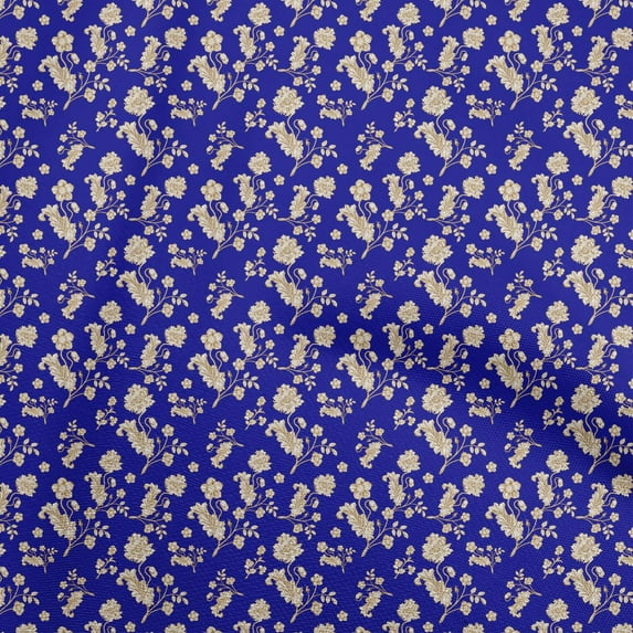 oneOone Polyester Spandex Medium Blue Fabric Baroque Sewing Craft Projects Fabric Prints By Yard 56 Inch Wide