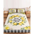 thumbnail image 2 of Twin Sze Fitted Sheet Set - Summer Lemon 2 Piece Bedding Sets 16" Deep Pocket Fitted Sheet with 1 Pillowcase, Farmhouse Black Check Plaid Vintage Brushed Microfiber Hotel Luxury Bed Sheets, 2 of 9