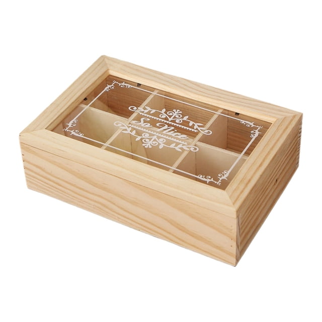 Caja de Té de Madera, Organizador de Almacenamiento de Té, Joyero Decorativo Multiusos, Soporte para Bolsa de Té, Caja de Almacenamiento para Decoraci