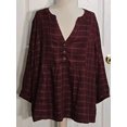 thumbnail image 2 of Wrangler Ladies' Plaid Blouse Brown, XL, 2 of 6