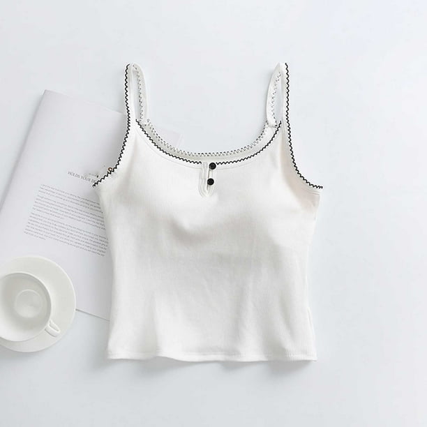 Pijama de manga corta para mujer, de verano, color liso, con tirantes y acolchado en el pecho, ropa interior sin mangas y pijama. Blusa de poliéster para mujer.