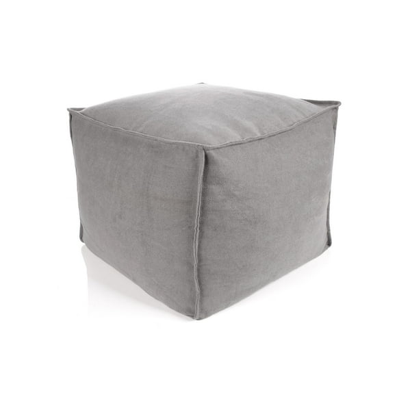 Lounge and Co Plush Grey Square Pouf