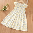 thumbnail image 6 of GYRATEDREAM Girls Summer Dress Floral Crewneck Cute Fancy Princess Dress Casual Flowy Short Sleeve Midi Dress for 7-8Y Yellow, 6 of 8
