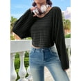 thumbnail image 5 of Women'S Scoop Neck Long Sleeve Sweater Slim Fit Ribbed Knit Solid Fashion Sweater Pullovers Black XS, 5 of 8