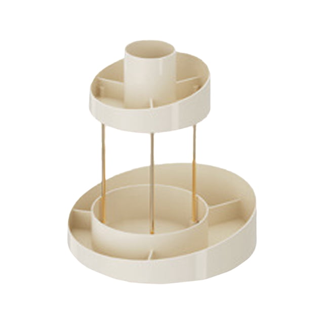 Organizador de maquillaje giratorio de 2 niveles, estante de almacenamiento para encimera de baño