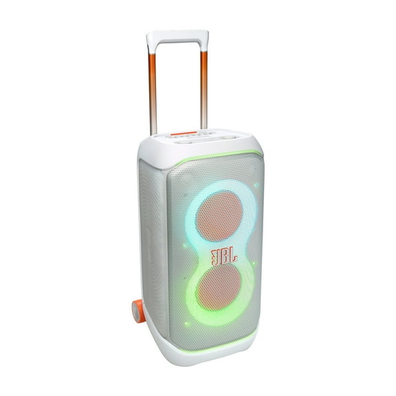 JBL PartyBox Stage 320 - Portable party speaker with wheels - powerful JBL Pro Sound and adaptive futuristic lightshow, synced with your music - White