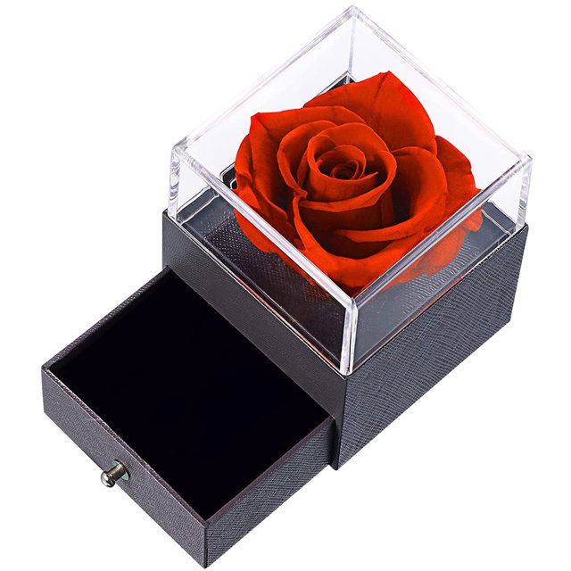 Collar de caja de regalo de joyería de rosa preservada hecha a mano para ella, regalo de rosa para mujer para el día de San Valentín, día de la madre, aniversario, cumpleaños para mamá, hermana, espos Namotu MZQ-1196-1