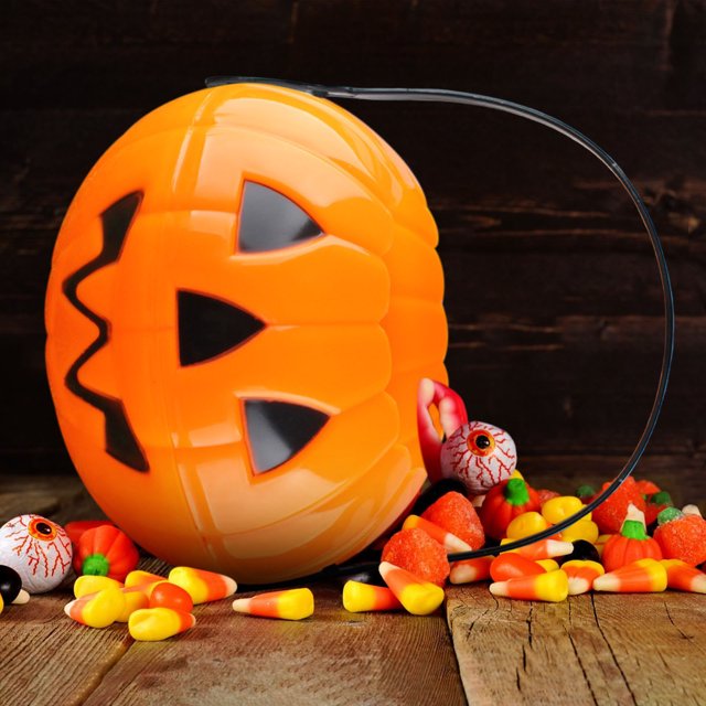 Fiudx Cubo de Calabaza de Halloween, Material de Pvc, Asa Práctica, Decoración Versátil, Accesorio Divertido para Fiestas de Halloween, Ligero y Seguro, Tamaño 21,3 X 14,5 Cm.