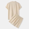 thumbnail image 4 of Men's Spring Summer 2-Piece Casual Set, Cotton Linen Short Sleeve Shirt and Shorts, Breathable Outfit For Beach and Vacation,Khaki,L, 4 of 5