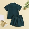 thumbnail image 2 of Toddler Baby Boys 2PCS Clothes Solid Color Cotton Linen Button Down Shirt Top And Shorts Summer Outdoor Casual Suit, 2 of 4