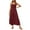 Wine, variant on Fesfesfes Women Dress Bohemian Spaghetti Strap Smocked Tiered Long Beach Sun Dresses Sleeveless Solid Maxi Dress