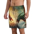 thumbnail image 2 of Fuzoiu Castle Red Green Sky Dragon Print Men's Beach Shorts,Men's Swim Trunks,Quick Dry Board Shorts with Pockets,Men's Bathing Suits for Surfing, Running, and Casual Wear-X-Large, 2 of 6