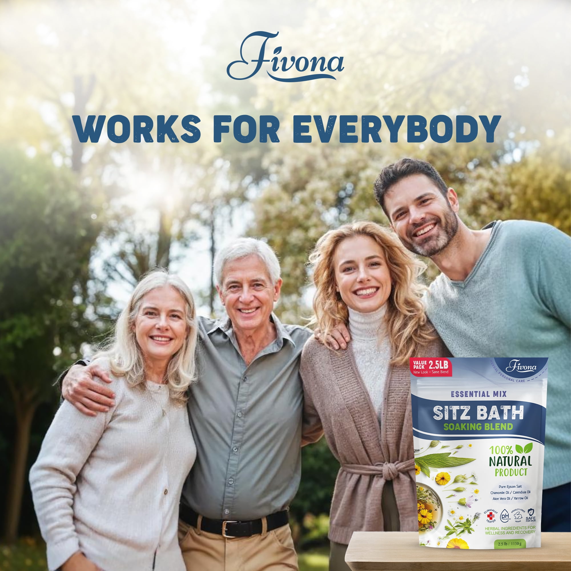 Fivona 40oz Hemorrhoids and Postpartum Care Sitz Bath Soak, Epsom Salt with All Natural Oils for Self Care Bartholin Cyst Treatment, Large Value Pack