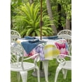 thumbnail image 2 of Outdoor Tablecloth with Umbrella Hole and Zipper, Easter Flowers Round Table Cloth 54 Inch Waterproof Tablecloth, Eggs Spring Colorful Tulips Daisy Berries Picnic Table Cover for Patio Camping, 2 of 7