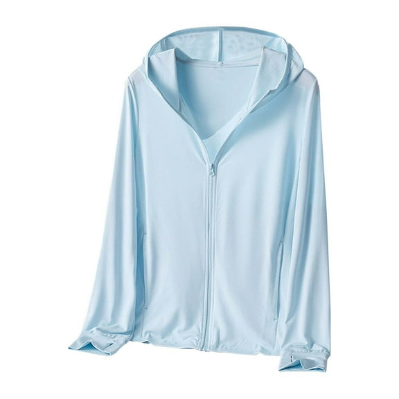 Shirts for Men,UPF 50  Sun Hoodie Jacket Long Sleeve Full Zip Lightweight Fishing Hiking Outdoor Performance Shirt,Men Shirts,M,Blue