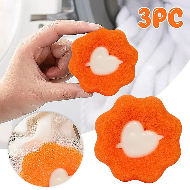 3pc Reusable Hair Remover Washing Machine Hair Catcher Laundry Ball Dryer  Ball for Clothing Dog Cat Pet Hair Remover(Orange) 