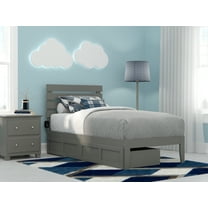 AFI Oxford 14" Twin Wood Platform Bed Frame with Set of 2 Storage Drawers, Grey