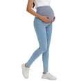 thumbnail image 5 of qelini Maternity Jeans for Women Elastic Waist Fleece Lined Skinny Jeans Solid Color Stretchy Full Length Pants, 5 of 5