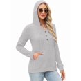 thumbnail image 5 of Hoodies Long Sleeve V-Neck Casual Sweatshirts Fall Outfits Pullover Winter Clothes Grey S, 5 of 7