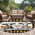 thumbnail image 5 of Summer Floral Round Living Room Rugs 5 ft, Watercolor Sunflower Funny Farm Cow Sheep Yellow Plaid Washable Area Rug with Non-Slip Sturdy Edge Binding Round Carpet for Entryway Kitchen Bathroom, 5 of 9