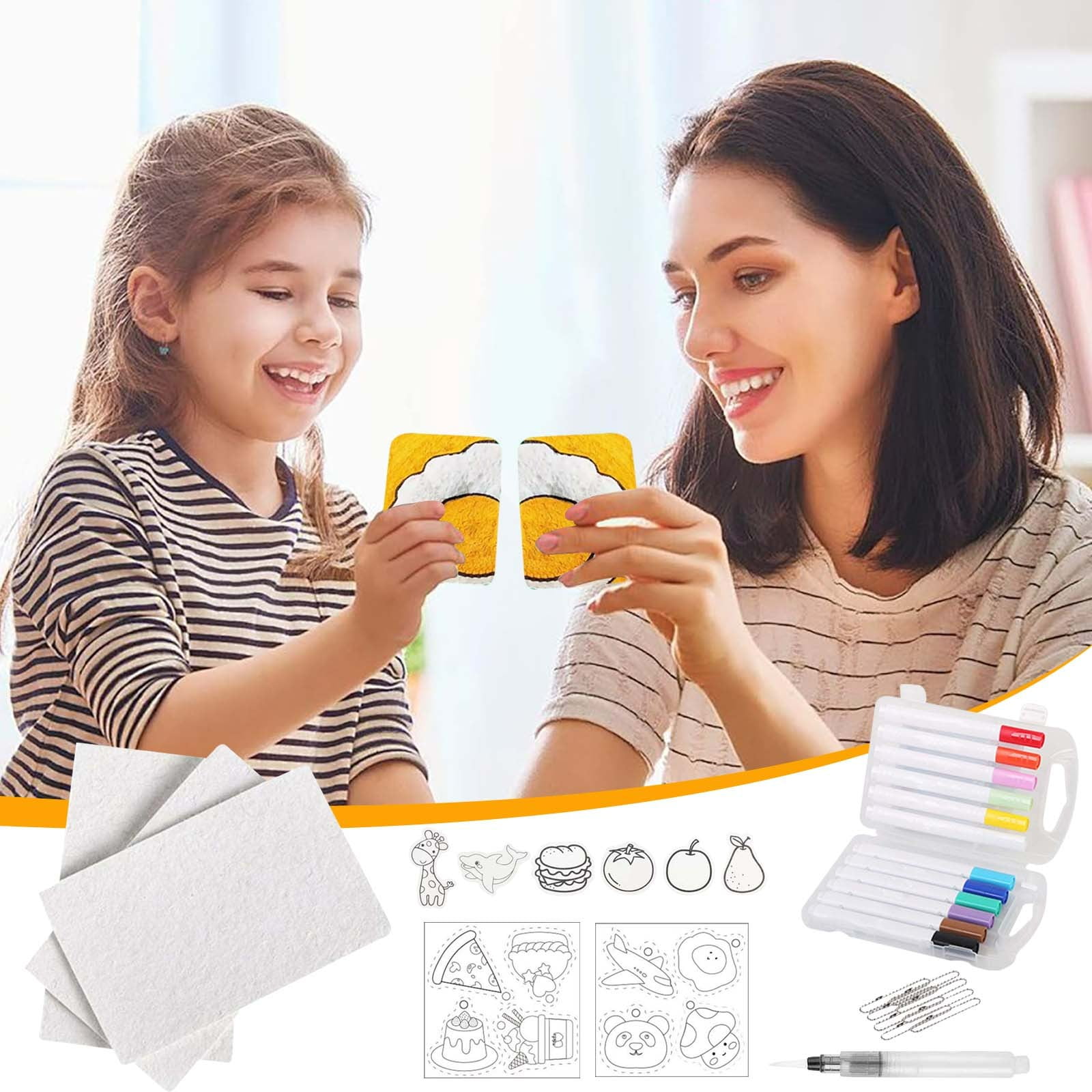 Kit De Peinture Magique 3D – Dessin Gonflant à L’eau, 10 Papiers Texturés, 12 Marqueurs, 3 Stylos, Chaînes Perles Et Chevalet Mini