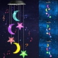 thumbnail image 1 of 2 campanillas de viento que cambian de color, luna y estrella, campanillas de viento solares, móvil decorativo LED, regalo para mamá, luces de estrella de luna impermeables al aire libre par, 1 of 4
