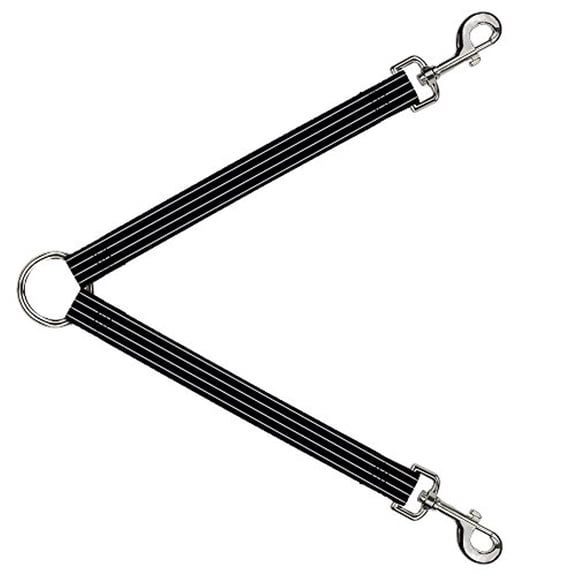 Buckle-Down Leash Splitter - Pinstripes Black Gray - 1" Wide - 30" Length