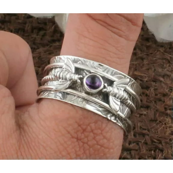 HOOUN Simple Carving 925 Silver Rings Wedding Party Ring Jewelry for Women Size 6-11-7-Silver