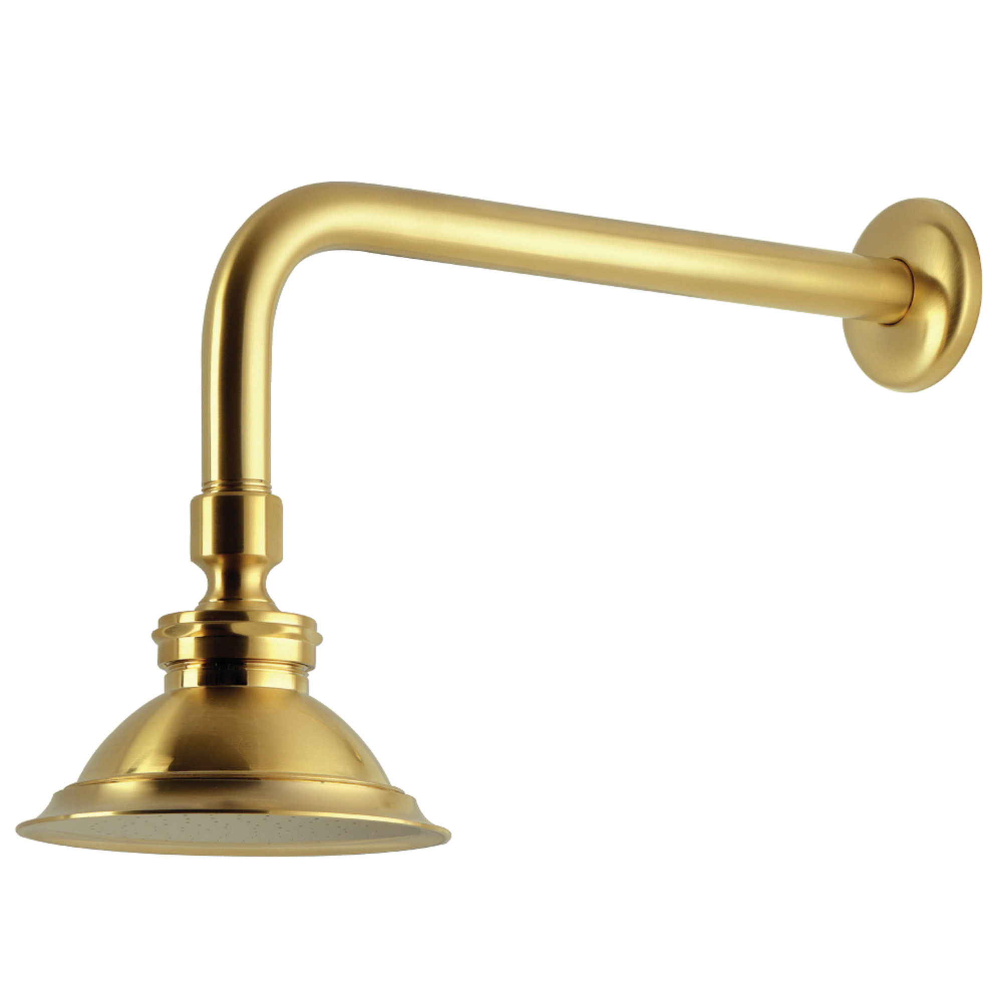 Kingston Brass P10SBCK Victorian 4-13/16-Inch Round Raindrop Brass Shower Head with 12-Inch Shower Arm Combo in Brushed Brass