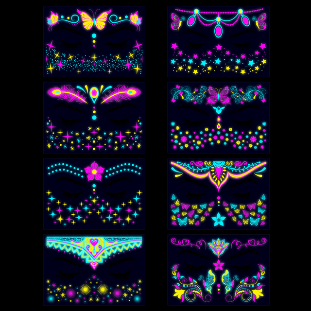 Autocollant Musical Fluorescent pour Visage Imperméable Masque Tatouage Éclat-Youyoupin