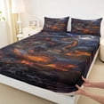 thumbnail image 4 of Feelyou Western Fire Dragon Full Size Sheets for Men Boys, Magic Galaxy Moon Bed Sheets, 4pcs, 4 of 5