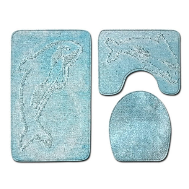 relayinert 3pack/lot Non-Slip And Absorbent Bathroom Mat Set Feet Dry And Fresh Anti-slip Polyester Non-Slip Chenille Bath Rug PJ210908-A010 1Set