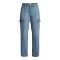 thumbnail image 5 of Time and Tru Women's Wide Leg Cargo Jeans, 31" Inseam, Sizes 0-20, 5 of 5