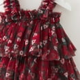 thumbnail image 4 of Ulitacool Girls Holiday Dresses Round Neck Sleeveless Floral Holiday Party Outfit Tiered Mesh Dress Dance Party Dresses Fashionable Wear Red 4-5 Years, 4 of 5