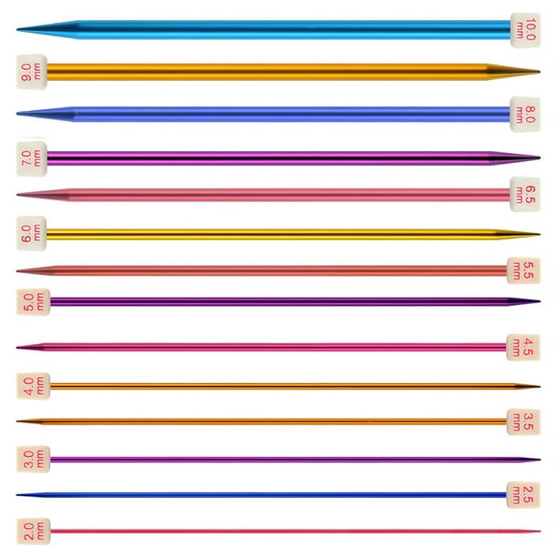 Naiovety Agujas de tejer al azar de colores, suéter, de tejer de aluminio portátil, equipo de costura para manualidades DIY, suministros para el Artesanía 28 piezas/juego Naiovety HA011745-15B