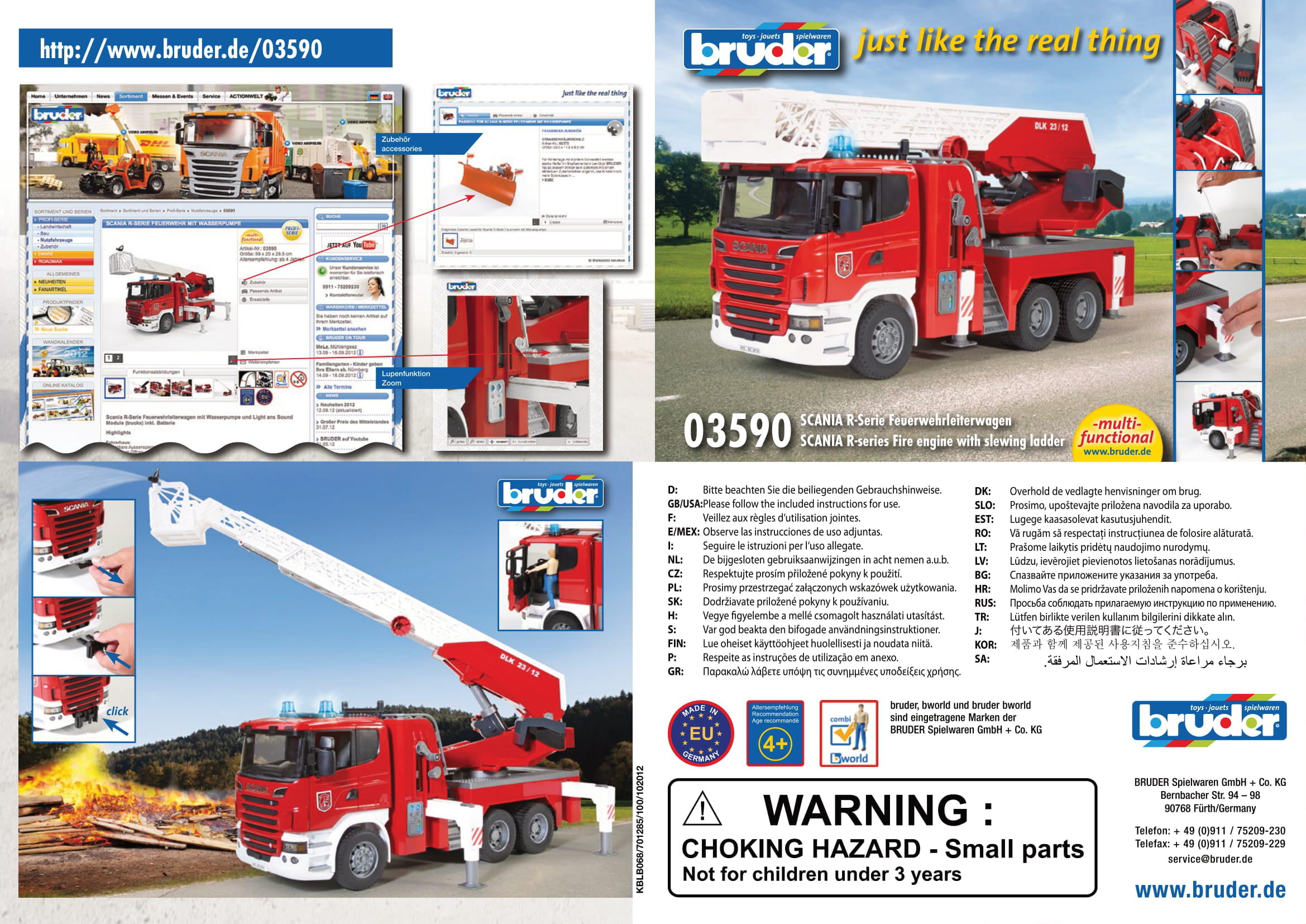 Bruder Scania R-series Fire Engine with Water Pump : Bruder Oyuncak:  : Auto et Moto
