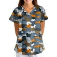 thumbnail image 5 of BDPORKAS Scrubs for Women Cute Print Working Tops Lightweight V Neck Short Sleeve Comfy Nursing Blouse T-Shirt with Pocket, 5 of 6