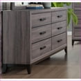 thumbnail image 2 of Dressers, Rustic Transitional 6-Drawer Dark Grey Foil Finish with Black Hardware | Grey | Solid Wood+MDF, 2 of 5