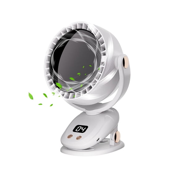 Rechargeable Bladeless Clip Fan, 6-Speed 3600mAh Desk Fan with 180° Auto Swing, 100° Tilt, Wall Mount & Hanging Design for Home Office