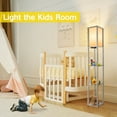 thumbnail image 6 of OUTON Floor Lamp with Shelves, LED Shelf Floor with USB & Type C Prots, 3 Color Temperatures, Wood Tall Standing Lamp with Linen Shade for Living Room, Bedroom, Grey, 6 of 10