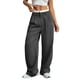 thumbnail image 3 of Pantalones Anchos y Holgados para Mujer, Estilo Palazzo Harén, Informales, A Rayas, con Cintura Elástica y Bolsillos Gris M, 3 of 7