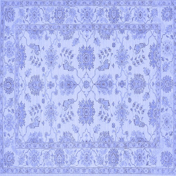 Ahgly Company Machine Washable Indoor Square Oriental Blue Traditional Area Rugs, 4' Square