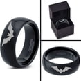 thumbnail image 4 of Tungsten Bat Spread Wings Band Ring 8mm Men Women Comfort Fit Black Dome Polished, 4 of 4