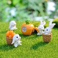 thumbnail image 3 of Adornos de conejo, decoración de figuras de jardín de conejos elegantes, decoración de mesa de conejito de Pascua de resina, adornos para primavera o hogar, 7 piezas ER, 3 of 5