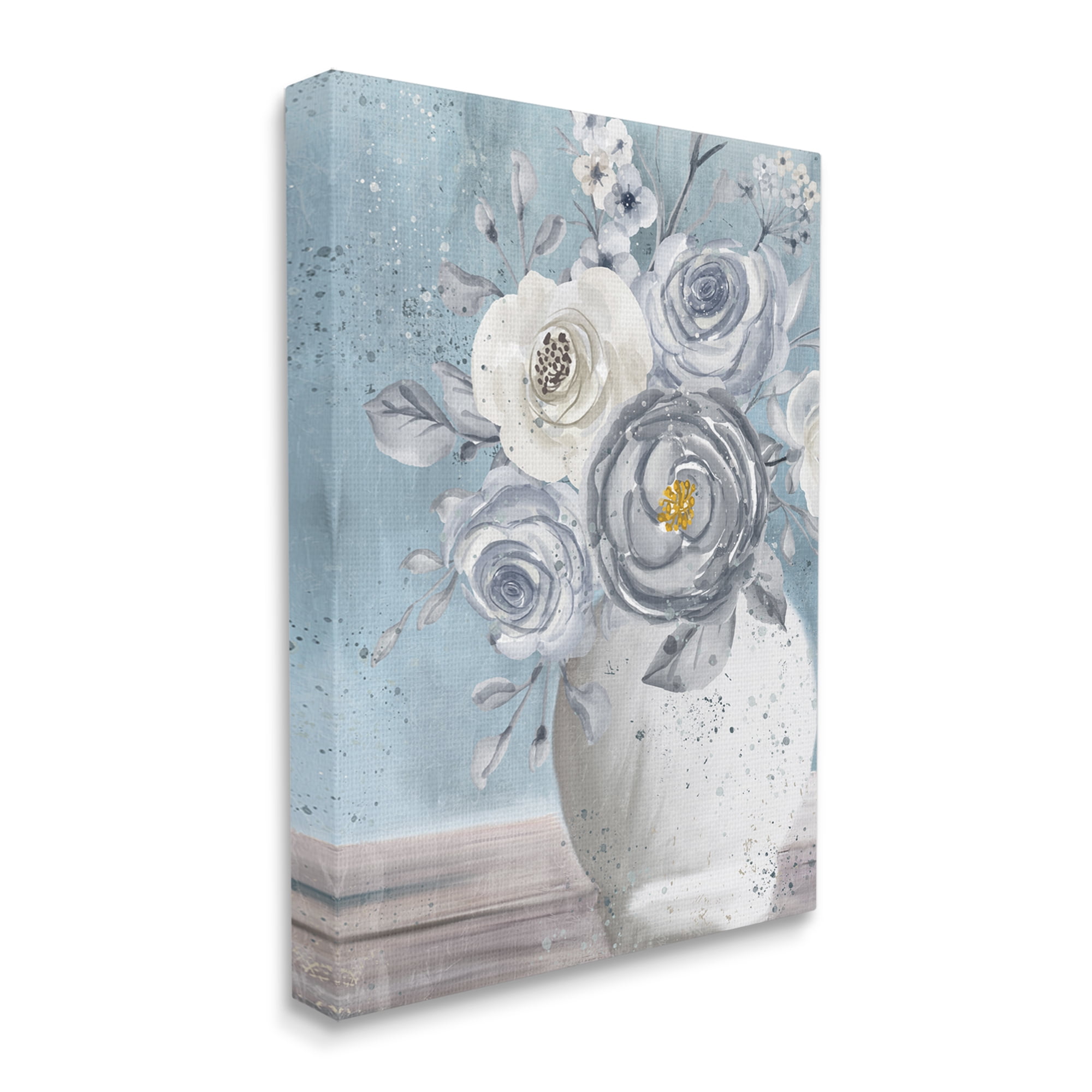 Stupell Industries Speckled Flower Arrangement Vase Varied Full Blooms Painting Gallery Wrapped Canvas Print Wall Art, Design by Kim Allen