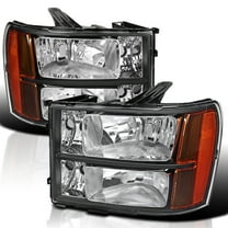 Spec-D Tuning Black Headlights Amber Compatible with 2007-2013 GMC Sierra 1500, 2007-2014 GMC Sierra Denali, 2009-2013 GMC Sierra Hybrid, L R Pair Head Light Lamp Assembly